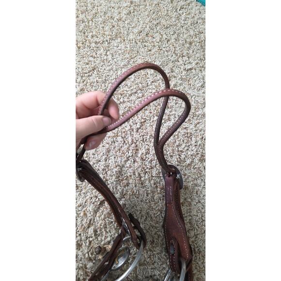Pleasure horse O ring snaffle bit 5" with leather bridle and braided curb chain - Picture 3 of 3